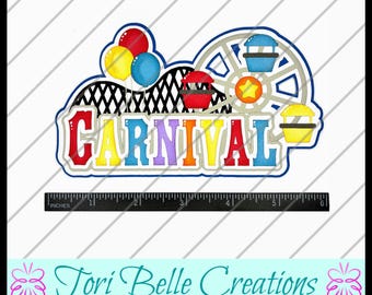 Carnival Scrapbook Title: Handmade Paper Piecing Die Cut, Scrapbook Page Embellishment