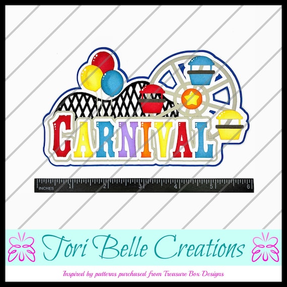 Carnival Scrapbook Title: Handmade Paper Piecing Die Cut, Scrapbook Page Embellishment