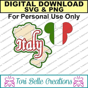 Digital SVG Cut File  Die Cut SVG Scrapbook Title Digital Cutting File for Scrapbook Pages .svg ~ Italy Title and Flag Mickey Head