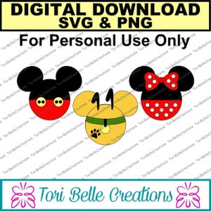 Digital SVG Cut File  Die Cut SVG Scrapbook Title Digital Cutting File for Scrapbook Pages .svg ~ Mickey Minnie Pluto Mickey Heads SVG