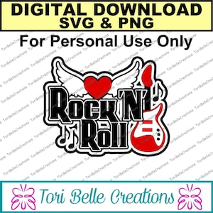 Archivo de corte SVG digital Die Cut SVG Scrapbook Título Archivo de corte digital para páginas de Scrapbook .svg ~ Rock N Roll Título