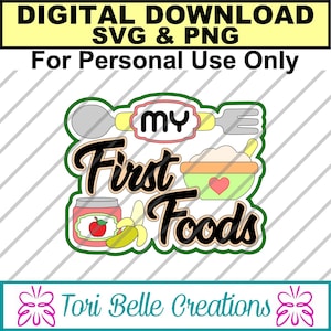 File di taglio SVG digitale Fustellato SVG Titolo album File di taglio digitale per pagine album .svg ~ I miei primi cibi SVG