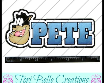 Pete Scrapbook Title: Handmade Paper Piecing Die Cut, Scrapbook Page Embellishment