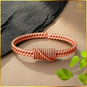 Dubbelspiraltensorarmband i ren koppar, handgjord energimanschett, EMF-harmoniserande armband