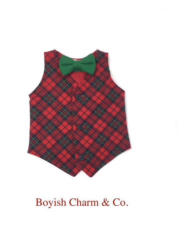 baby boy plaid christmas outfit