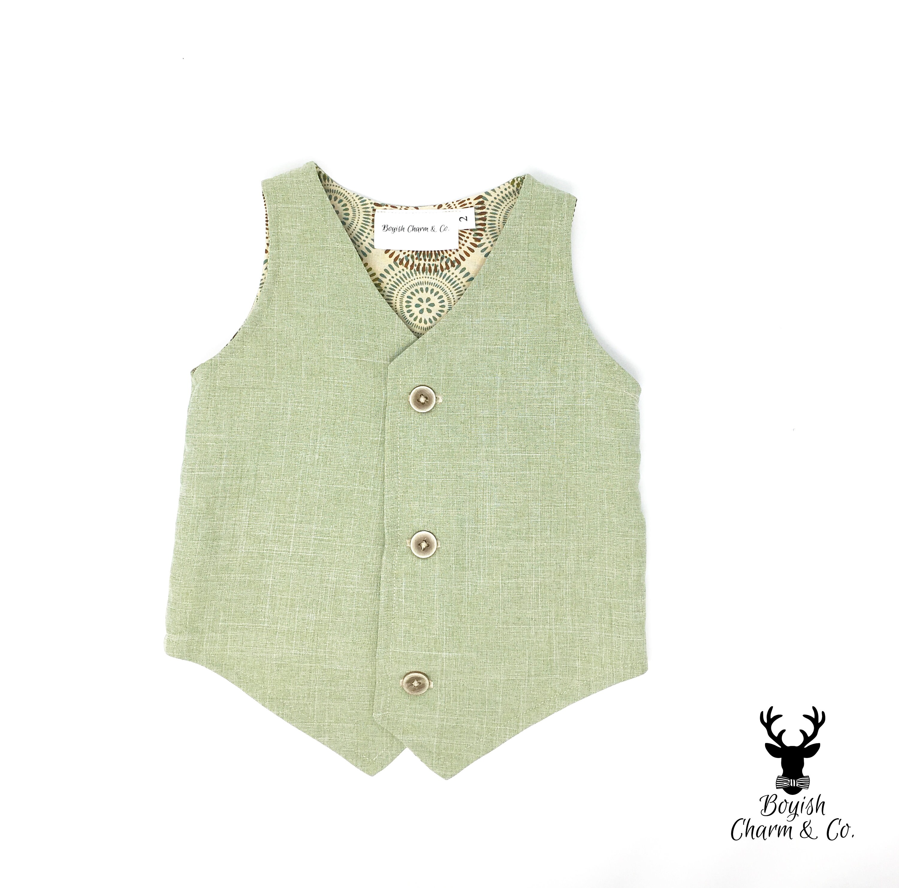 Boys Sage Green Vest Toddler Sage Green Vest Boys Green Etsy