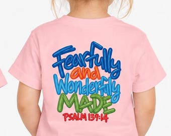 Camiseta infantil "Hecho de forma admirable y maravillosa", Salmo 139:14, Camiseta cristiana para niños