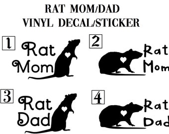 Mamma ratto/papà ratto con decalcomania in vinile a cuore/adesivo per auto/laptop/bicchiere