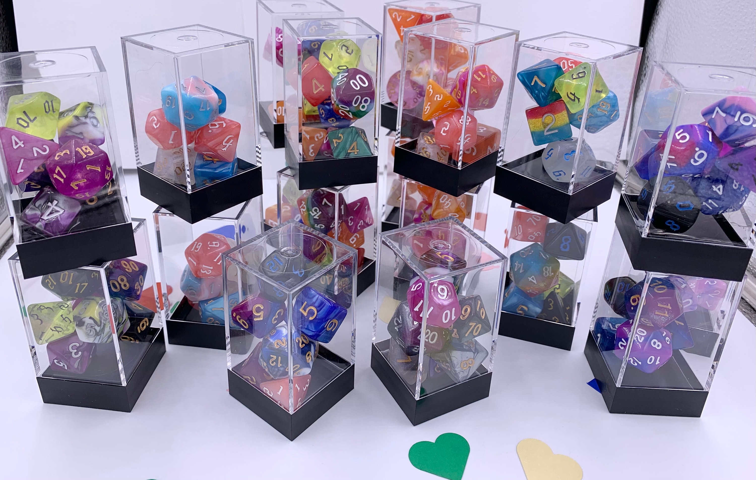 LGBTQ+ 7pc Dice Sets - Handpicked curated dice sets - D4, D6, D8, D10, D100, D12, D20, DnD, Pride, Trans, Bi, Ace, Lesbian, Dice Gift Set