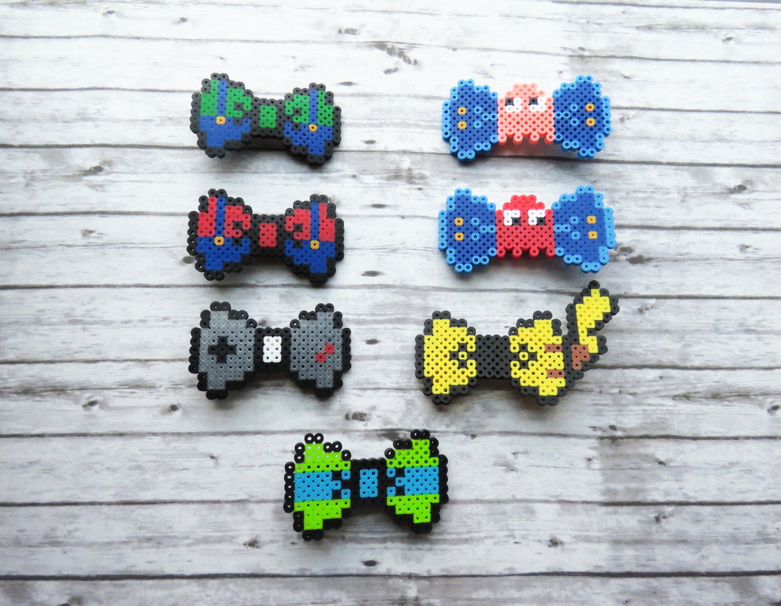Handmade 8 Bit Perler Bead Hair Clips Pacman/ninja Etsy