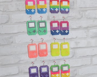 Handmade 8 Bit Retro Perler Gameboy Earrings - Pride Flag, Pan Flag, Trans Flag, Bi Flag, Gamer Earrings, 90's Nostalgia, Throwback Jewelry