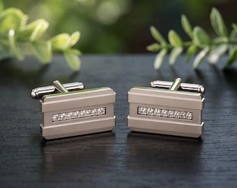 Gemelos de moissanita con barra, plata de ley 925, regalo moderno para hombre para bodas y ocasiones especiales.
