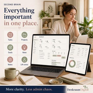 Notion Second Brain Template | Tasks, Projects, Goals and Ideas | Digital Life Planner