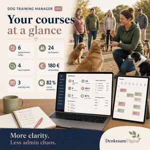 Dog Training Business Manager PRO Excel | Courses, Attendance, Session Cards and Payments
