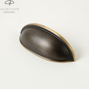 Half Moon Antique Brass Cabinet Pulls, Classic Cup Drawer Handles, Timeless Kitchen Hardware