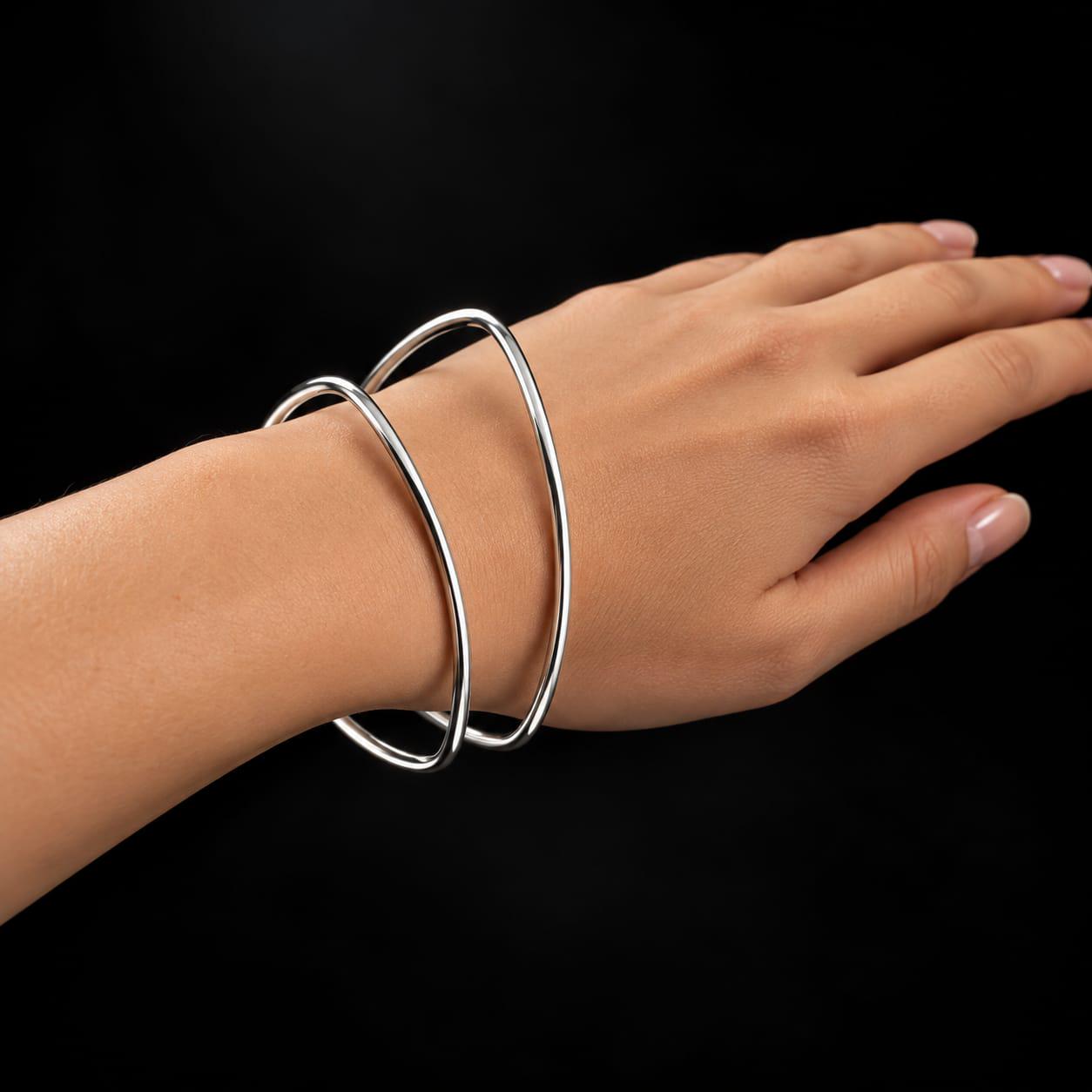Sterling Silver Triangle Bangle - Etsy