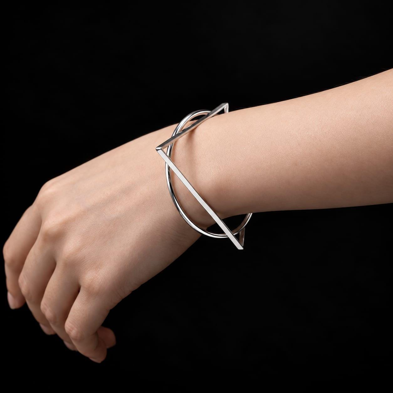 Sterling Silver Triangle Bangle - Etsy