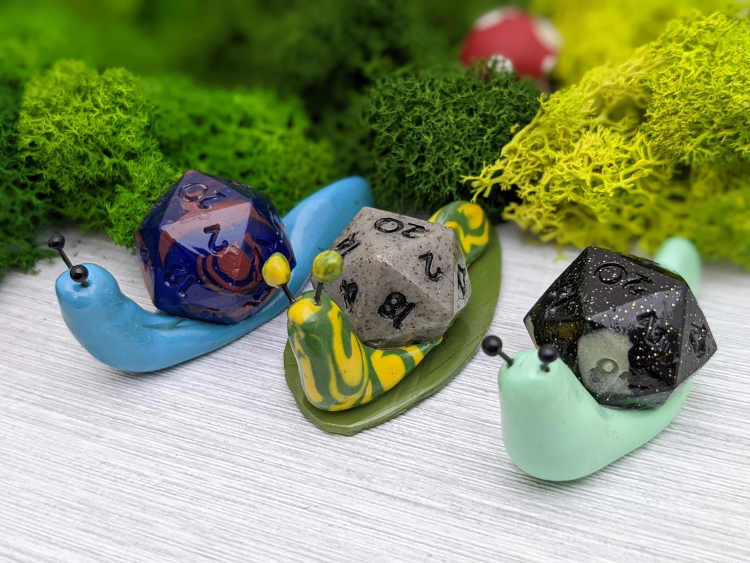 D20 Snails Cute Little Polymer Clay Snails With D20 Shaped Shells