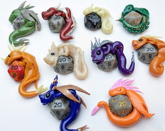 D20 Dragon Magnets | Dragons hugging dice