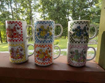 Vintage Japan Floral Mugs / Cups set of 6