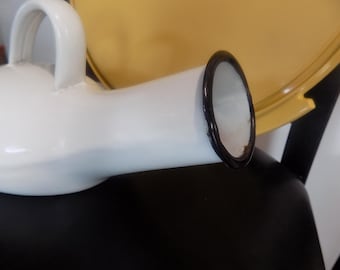 Vintage Porcelain Enamelware White & Black Hospital Urinal