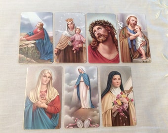 Vintage Lot 7 HOLY CARDS Bible Prayer Card Catholic