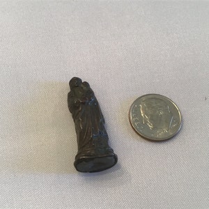 Antique St. Joseph Baby Jesus Tiny Metal Statue ~ Nun’s Estate