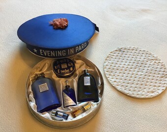 WWII Military Navy Nurse’s EVENING in PARIS Set in Navy Cap Hat Presentation Box~ Very Rare!!
