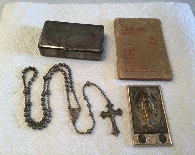 WWII Military Army Soldiers Pull Chain Rosary Religious Pocket Etsy