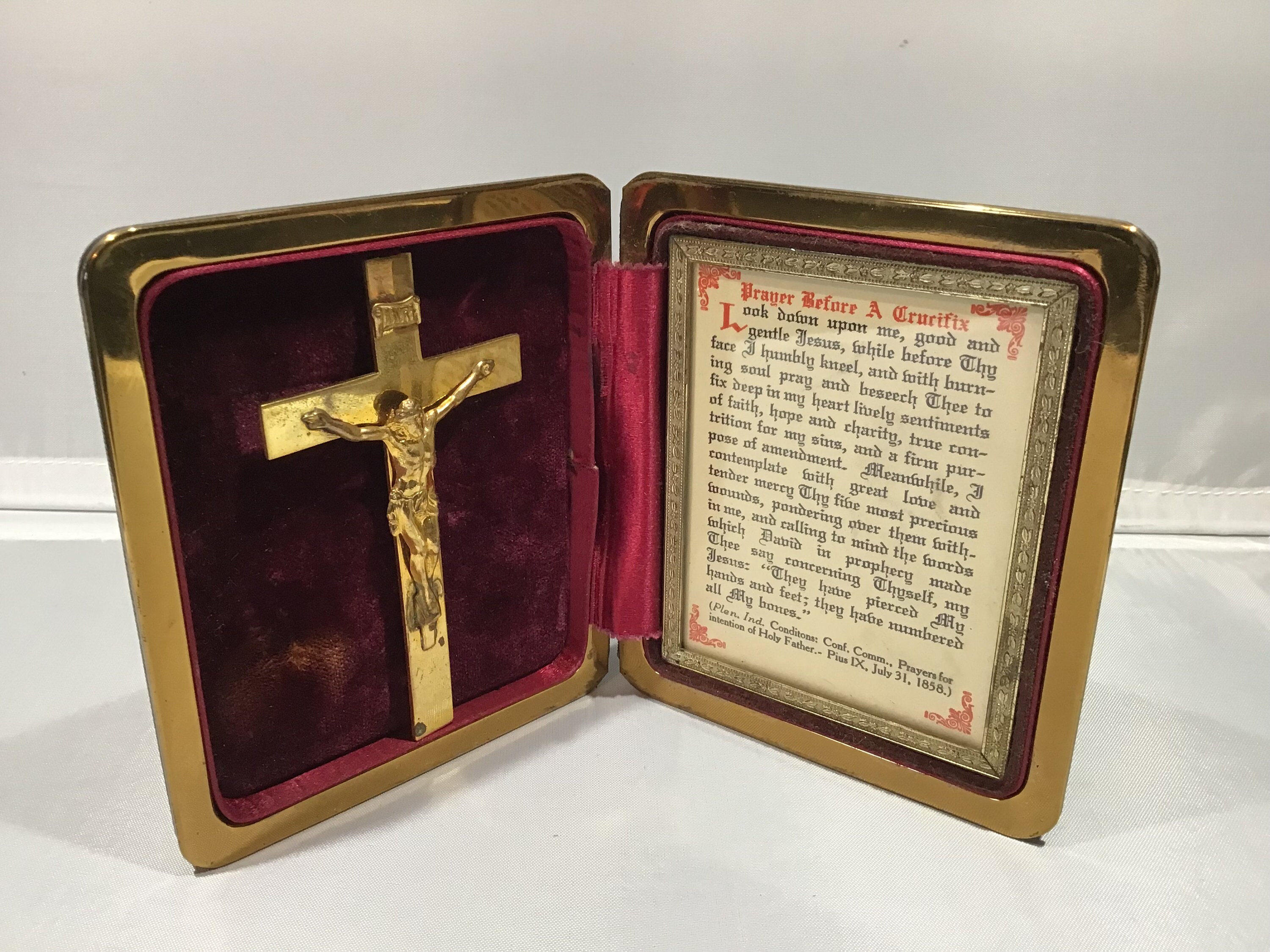 Antique PRAYER Before A CRUCIFIX Prayer Book Case W/ Crucifix ~ Nun’s ...