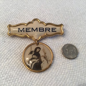 Antique MEMBRE Catholic Religious Medal St. Anne Child Mary ~ Nun’s Estate