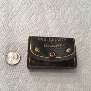 DON QUIXOTE Cervantes ~ Miniature Tiny BOOK Leather Case Snap Cover ~ Fantastic