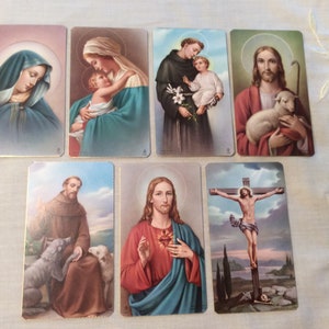 Vintage Lot 7 HOLY CARDS Prayer Bible Card Catholic