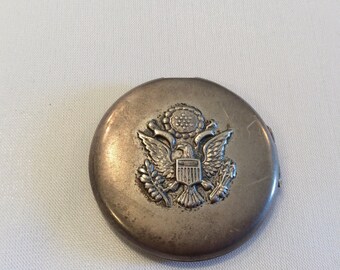 WWI Military Army Eagle Olive Branch 13 Arrows Picture Sterling Large Locket ~ Very Rare!