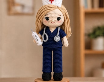 Crochet Nurse Doll Pattern PDF, Nurse Amigurumi Pattern, Crochet Nurse Pattern, Healthcare Gift, Nurse Graduation Gift
