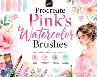 Procreate Pink's Watercolor Brushes | Digital Painting & Illustration Set