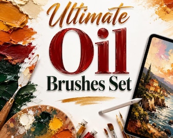 Conjunto de pinceles de óleo para Procreate / Kit de herramientas de pintura digital realista (descarga digital)
