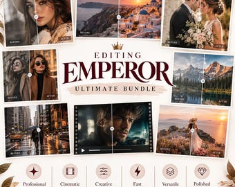 Editing Emperor Ultimate Bundle | Photo & Video Editing Assets (Presets, LUTs, Overlays)