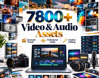 7800+ Video & Audio Assets Bundle | Cinematic Video Effects, Transitions, Sound Effects, Motion Graphics , Editing Resources