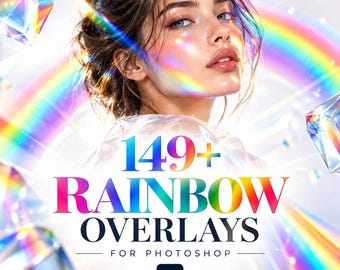 149+ Rainbow Overlays for Photoshop | Prism Light, Colorful Leaks (Digital Product)
