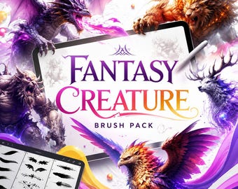 Fantasy Creature Brush Pack for Procreate | Monster, Dragon Stamps (Digital Download)