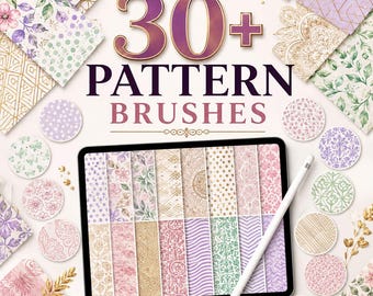 Procreate Pattern Brushes | Floral, Geometric, Texture Stamps (Digital Download)