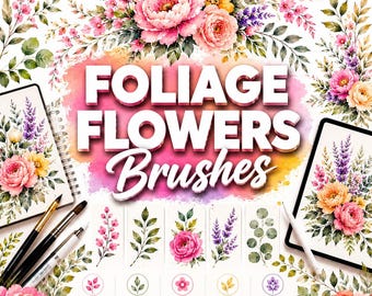 Procreate Foliage Flowers Brushes, Botanical Floral Drawing Tools (Digital Download)
