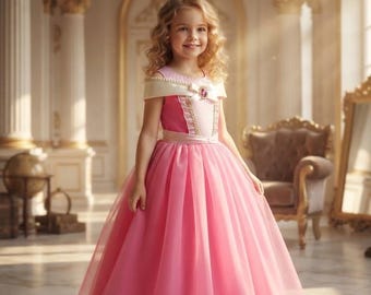 Girls Aurora Princess Dress | Pink Sleeping Beauty Costume (2025)