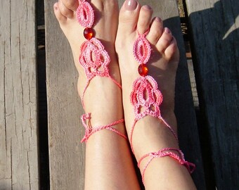 Beach sandals, nude shoes, surfer girl, for her, summer fun, foot jewelry,  sexy belly dancer,  girl accessories, pool fun, wedding sandals