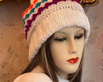 White hat, warm accessories, gift for her,  knitted hat, handmade hat, winter,  women hat, cozy warm, ladies hats,  girls hat, crochet hat.
