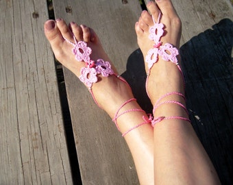 Beach sandals, nude shoes, surfer girl, for her, summer fun, foot jewelry,  sexy belly dancer,  girl accessories, pool fun, wedding sandals