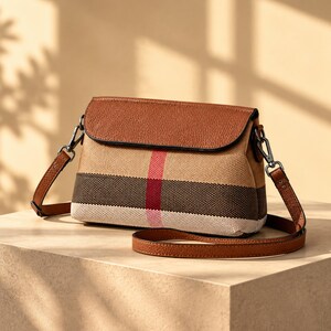 Classic Plaid Crossbody Bag for Women, Adjustable Shoulder Strap, Small Square Purse, Large Capacity Everyday Bag