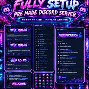 Fullständigt konfigurerad Cyberpunk Discord-server | Spelgemenskap (digital nedladdning)