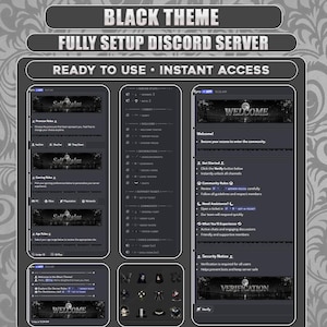 Serveur Discord à thème noir | Communauté sombre entièrement configurée (Produit numérique)